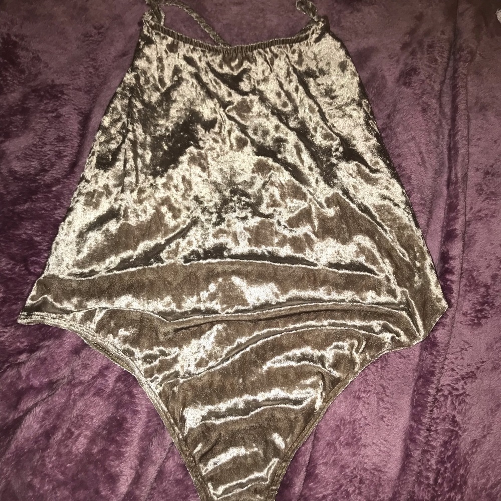 Beige Velour Bodysuit